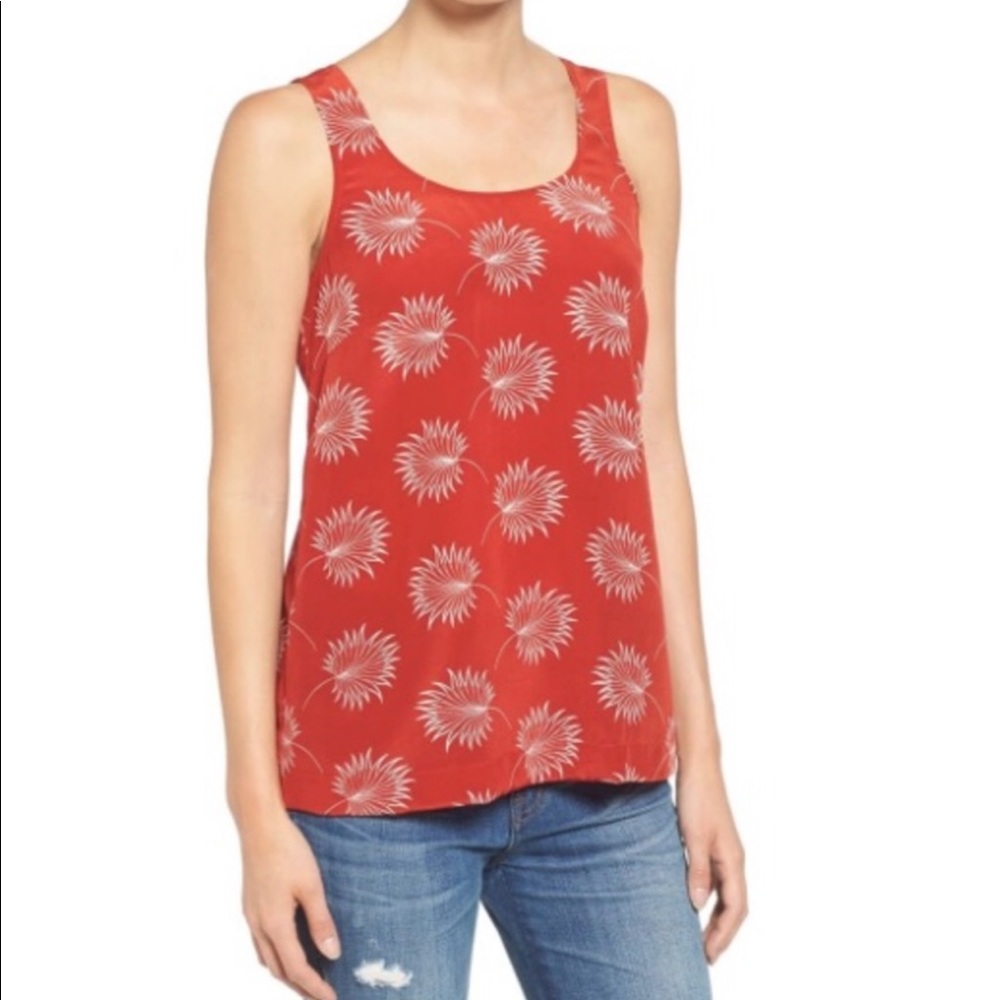 Madewell palm print sleeveless blouse